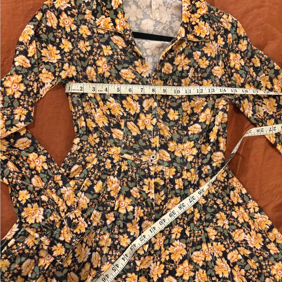 Free People Floral Marvelous Mia Long Sleeve Dress - Yellow and Black - Picture 5 of 7